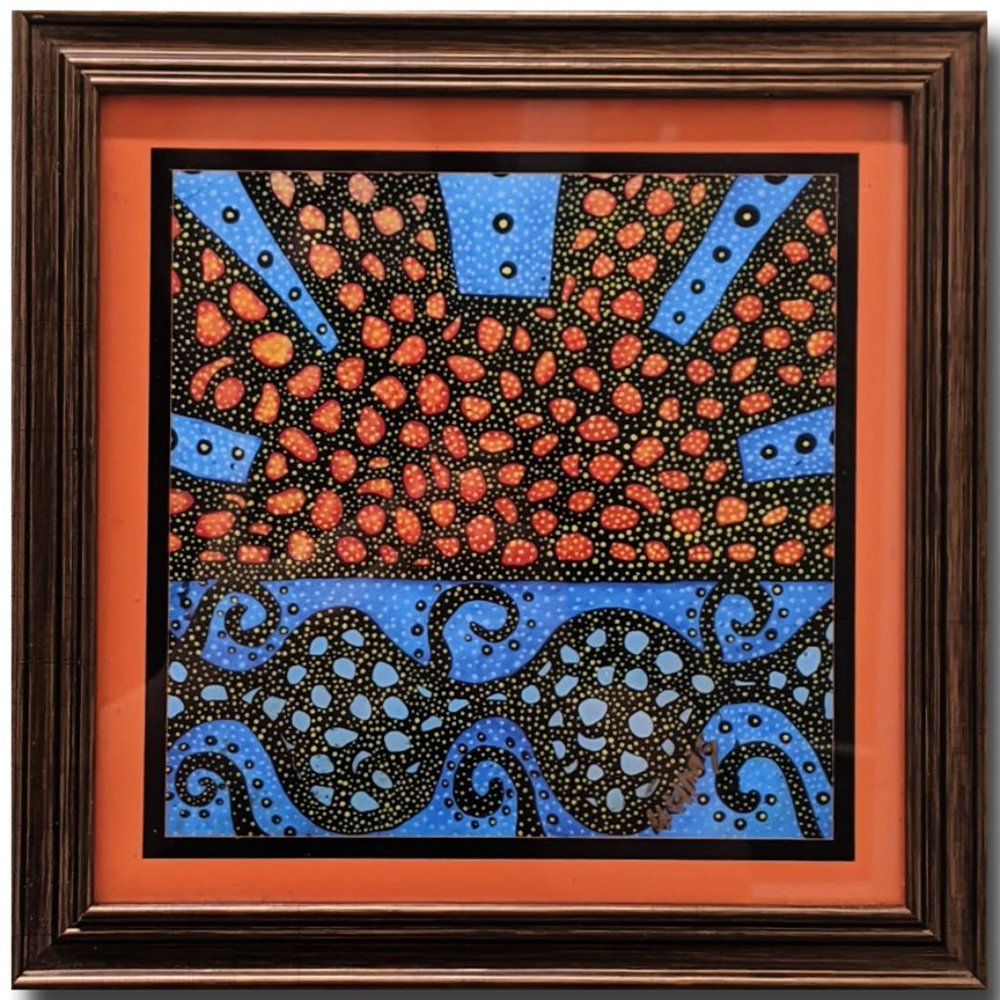 Framed Abstract Wall Art Beach Sunset Colorful